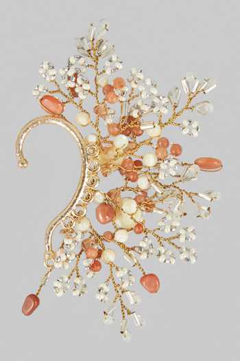 House Of D"Oro_Multi Color Crystals Antiopa Embellished Ear Cuff - Single Pc_Online_at_Aza_Fashions
