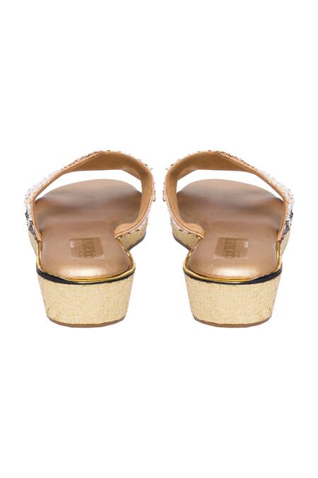 Buy Kkarma Accessories Gold Sequins, Beads Ekavali Cutout Platform Heels Online at Aza Fashions Buy_Kkarma Accessories_Gold Sequins, Beads Ekavali Cutout Platform Heels _Online_at_Aza_Fashions