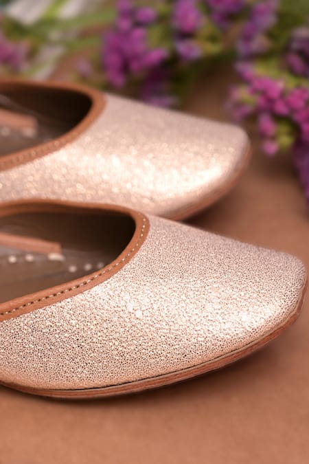 Buy_Coral Haze_Pink Elisa Shimmer Juttis_Online_at_Aza_Fashions