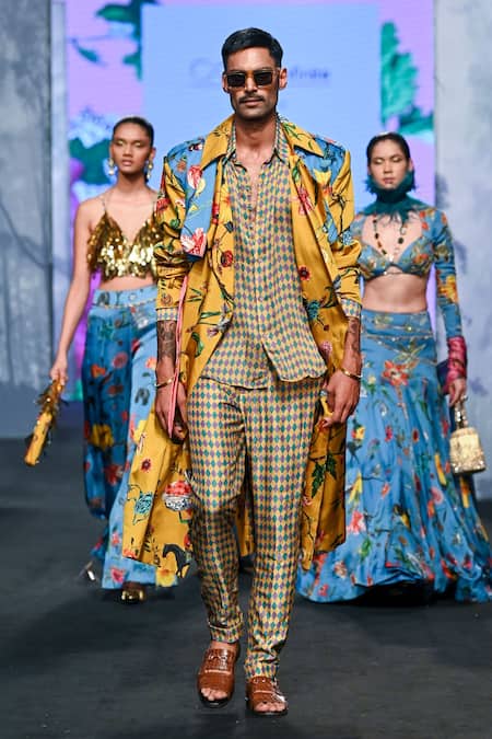 Mahima Mahajan Multi Color Organza, Satin Diamonds Print Pant at Aza Fashions Mahima Mahajan_Multi Color Organza, Satin Diamonds Print Pant _at_Aza_Fashions