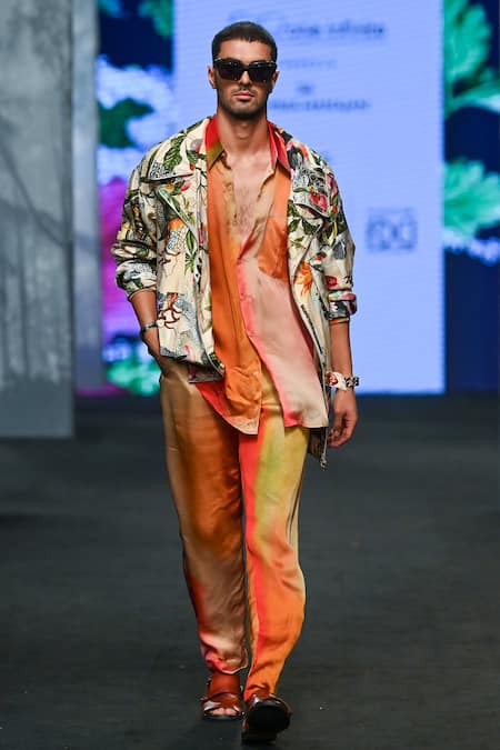 Mahima Mahajan Multi Color Organza, Satin Ombre Effect Pant Online at Aza Fashions Mahima Mahajan_Multi Color Organza, Satin Ombre Effect Pant _Online_at_Aza_Fashions