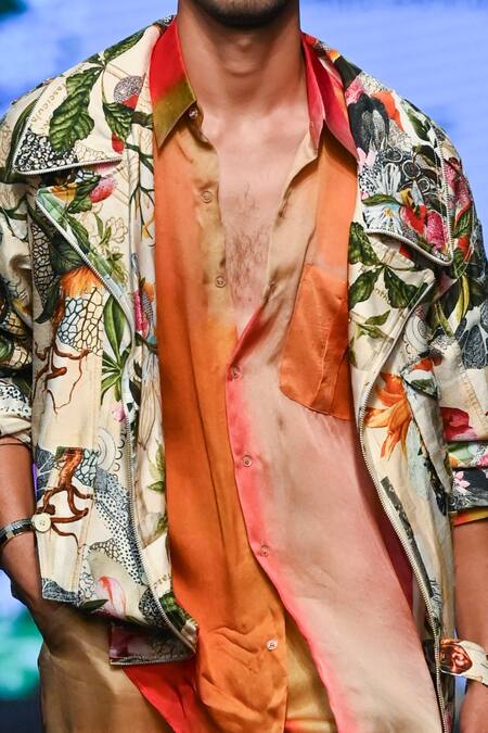 Mahima Mahajan Multi Color Dupion Silk Printed Jacket Floral Pant Set Online at Aza Fashions Mahima Mahajan_Multi Color Dupion Silk Printed Jacket Floral Pant Set _Online_at_Aza_Fashions