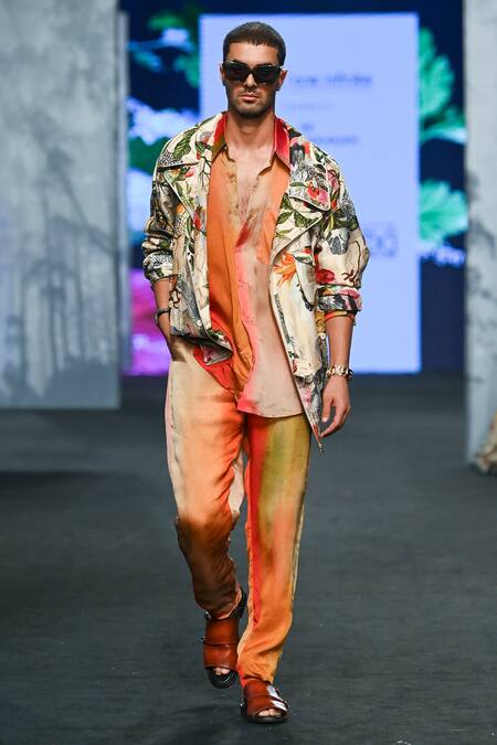 Mahima Mahajan Multi Color Organza, Satin Ombre Effect Shirt Online at Aza Fashions Mahima Mahajan_Multi Color Organza, Satin Ombre Effect Shirt _Online_at_Aza_Fashions