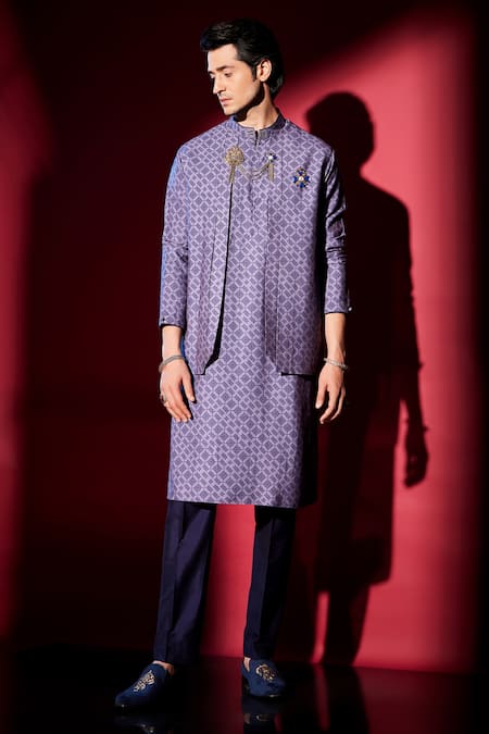 Bubber Couture Purple Modal, Silk Embroidery Medallion Print Bundi Online at Aza Fashions Bubber Couture_Purple Modal, Silk Embroidery Medallion Print Bundi _Online_at_Aza_Fashions