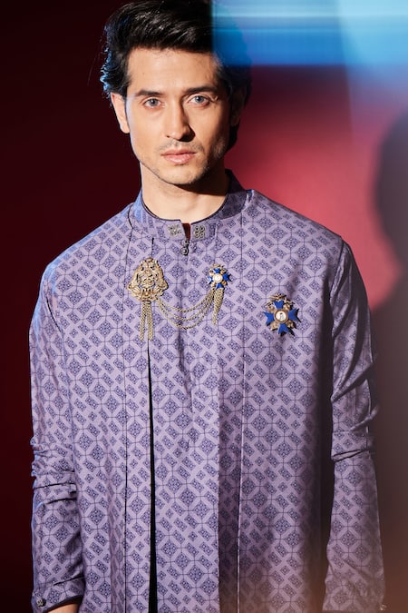 Shop Bubber Couture Purple Modal, Silk Embroidery Medallion Print Bundi Online at Aza Fashions Shop_Bubber Couture_Purple Modal, Silk Embroidery Medallion Print Bundi _Online_at_Aza_Fashions