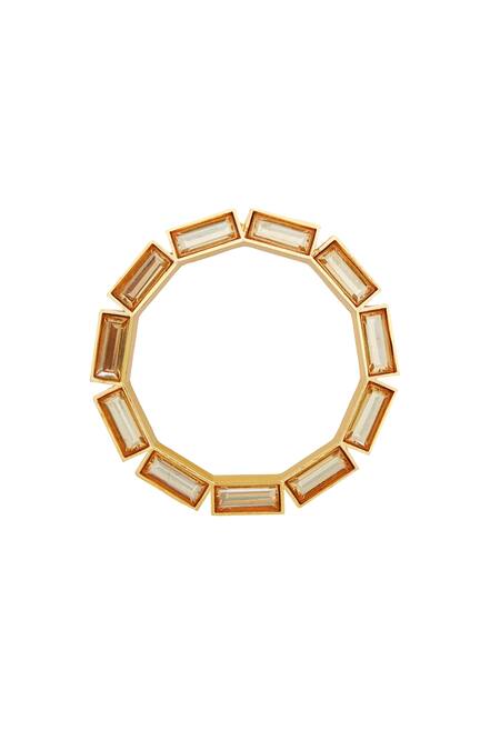 Esme By Aashna Dalmia_Gold Plated Stone Circular Shaped Hoops _Online_at_Aza_Fashions