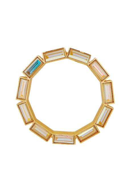 Esme By Aashna Dalmia_Gold Plated Stone Geometric Shaped Hoops _Online_at_Aza_Fashions