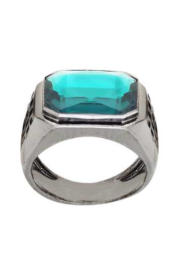 ESME_Grey Stones Geometric Embellished Ring _Online_at_Aza_Fashions