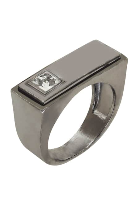 Esme by Aashna Dalmia White Stone Embellished Rectangle Ring 