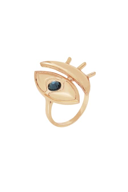 Esme By Aashna Dalmia_Blue Stone Evil Eye Shaped Ring _Online_at_Aza_Fashions