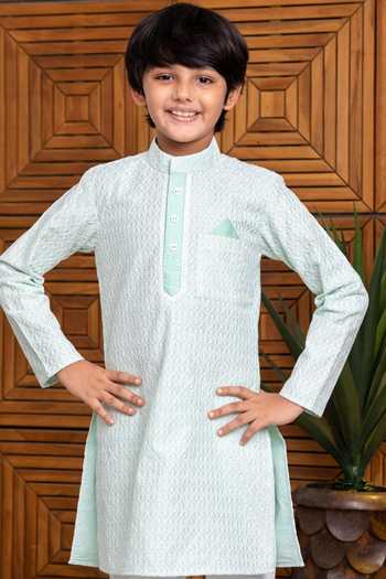 Buy_Free Sparrow_White Chanderi, Cotton Embroidery Rose Thread Kurta Set _Online_at_Aza_Fashions
