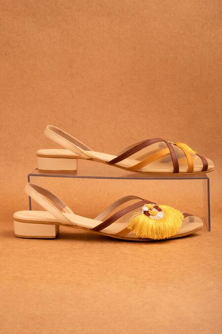 Buy_The Frou Frou Studio_Brown Thread Xylia Work Mules_Online_at_Aza_Fashions