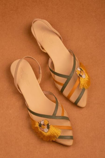 Shop The Frou Frou Studio Green Thread Xylia Hand Work Mules Online at Aza Fashions Shop_The Frou Frou Studio_Green Thread Xylia Hand Work Mules_Online_at_Aza_Fashions