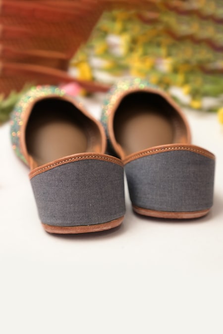 Coral Haze_Blue Fio Glitter Juttis _Online_at_Aza_Fashions