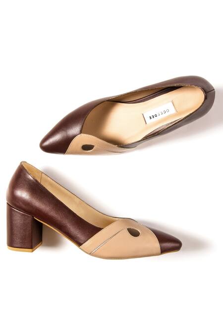 Oceedee_Brown Florence Colorblock Pointed Toe Stilletos_Online_at_Aza_Fashions