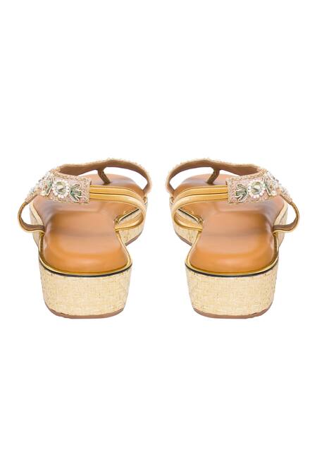 Buy_Kkarma Accessories_Multi Color Embroidery Foram Platform Heels_Online_at_Aza_Fashions