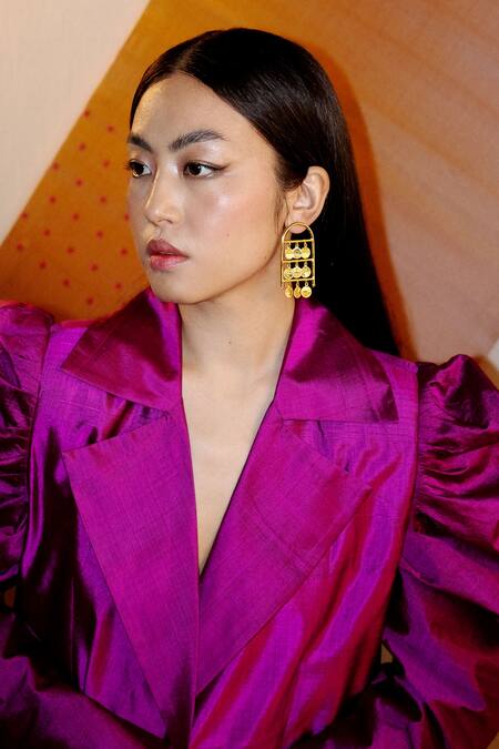 Joskai Studio_Pink Silk Zari, Embroidery Collared Mulberry Handwoven Kurta_at_Aza_Fashions