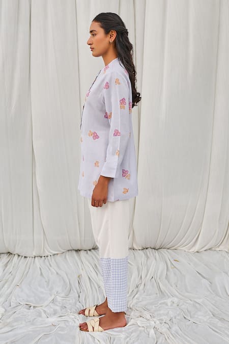 Buy Ayaka Blue Cotton Round Neck Hand Block Printed Top Online at Aza Fashions Buy_Ayaka_Blue Cotton Round Neck Hand Block Printed Top _Online_at_Aza_Fashions