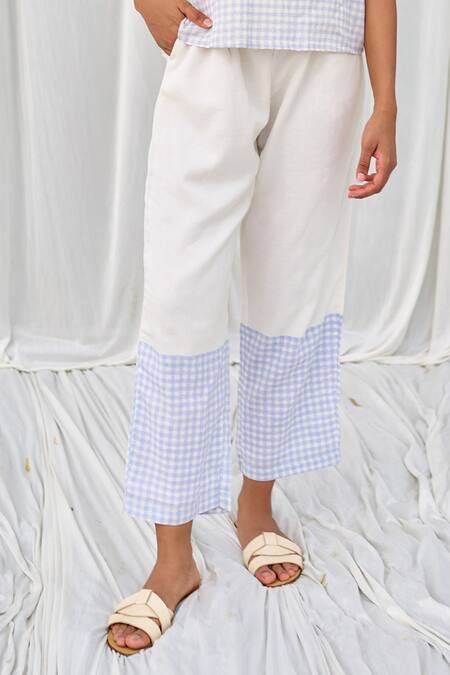Shop_Ayaka_Blue Cotton Checkered Hem Print Trouser _Online_at_Aza_Fashions