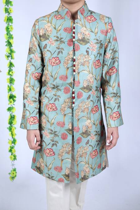 Buy Kids Lane Multi Color Chanderi, Cotton Sherwani Set Online at Aza Fashions Buy_Kids Lane_Multi Color Chanderi, Cotton Sherwani Set_Online_at_Aza_Fashions