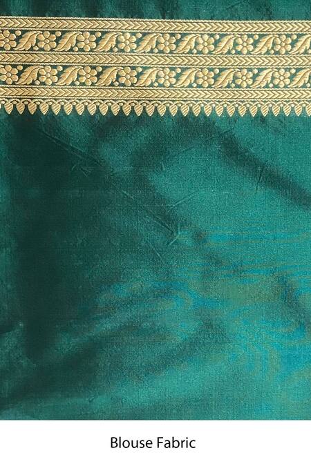 Naaritva India Green Silk Zari Banarasi Floral Kadhwa Handwoven Saree With Running Blouse Online at Aza Fashions Naaritva India_Green Silk Zari Banarasi Floral Kadhwa Handwoven Saree With Running Blouse _Online_at_Aza_Fashions
