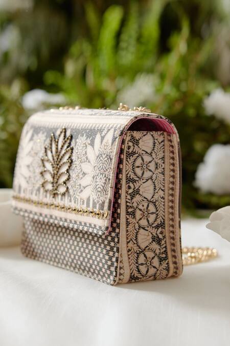 Buy_The Garnish Company_Grey Multani Printed Sling Bag _Online_at_Aza_Fashions