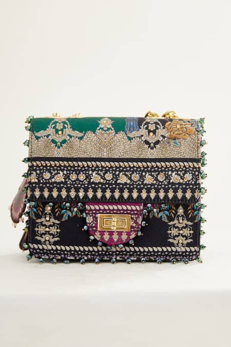 The Garnish Company_Purple Asahi Japanese Floral Print Sling Bag _Online_at_Aza_Fashions