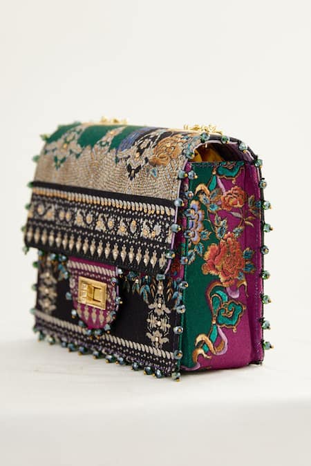 Buy_The Garnish Company_Purple Asahi Japanese Floral Print Sling Bag _Online_at_Aza_Fashions
