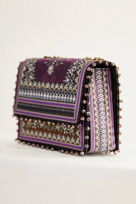 The Garnish Company_Purple Mai Japanese Floral Print Sling Bag _Online_at_Aza_Fashions