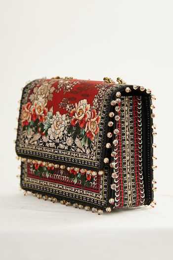 The Garnish Company Red Sequins, Crystals Himari Japanese Floral Print Sling Bag Online at Aza Fashions The Garnish Company_Red Sequins, Crystals Himari Japanese Floral Print Sling Bag _Online_at_Aza_Fashions