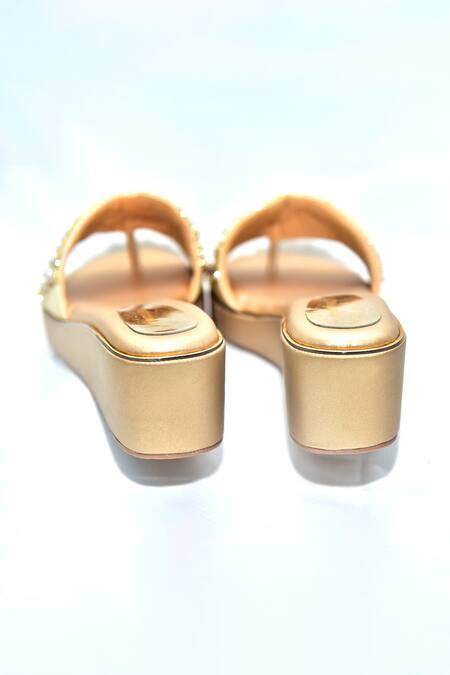 Foot Fuel_Gold Sequins, Zari Amorr Embellished Wedges _at_Aza_Fashions