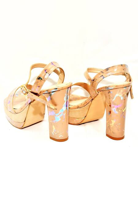 Foot Fuel_Beige Vork Abstract Print Block Heels _Online_at_Aza_Fashions