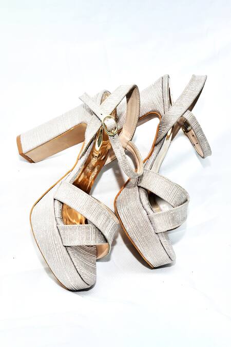 Foot Fuel_Pink Glitter Brideyl Stripe Textured Heels _Online_at_Aza_Fashions