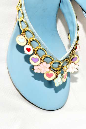 Buy_Foot Fuel_Blue Chains, Fabric Flowers Ira Round Toe Embellished Heels _Online_at_Aza_Fashions