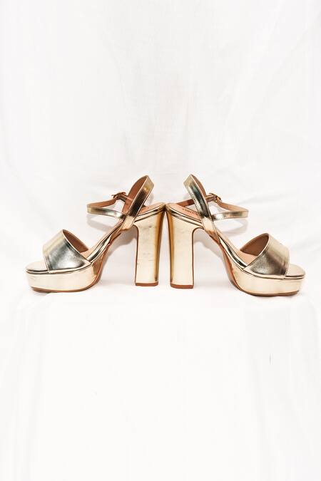 Foot Fuel_Gold Lucas Metallic Block Heels _Online_at_Aza_Fashions