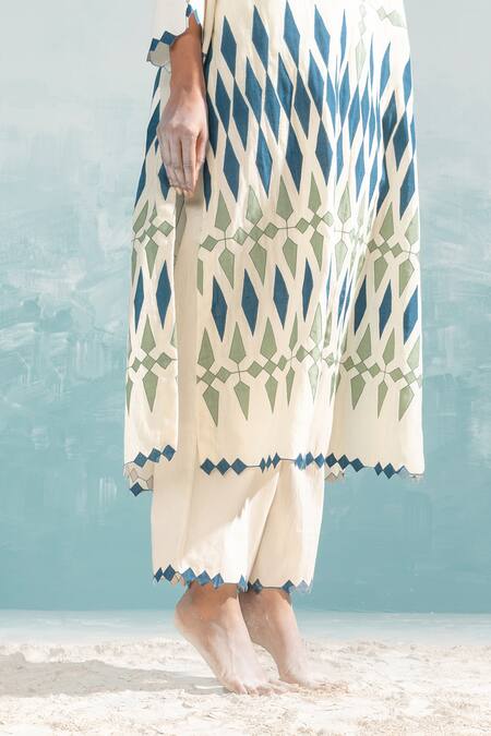 Ikai By Ragini Ahuja Ivory Cotton Cut Work, Applique Nile Cut-work Hem Pant Online at Aza Fashions Ikai By Ragini Ahuja_Ivory Cotton Cut Work, Applique Nile Cut-work Hem Pant_Online_at_Aza_Fashions