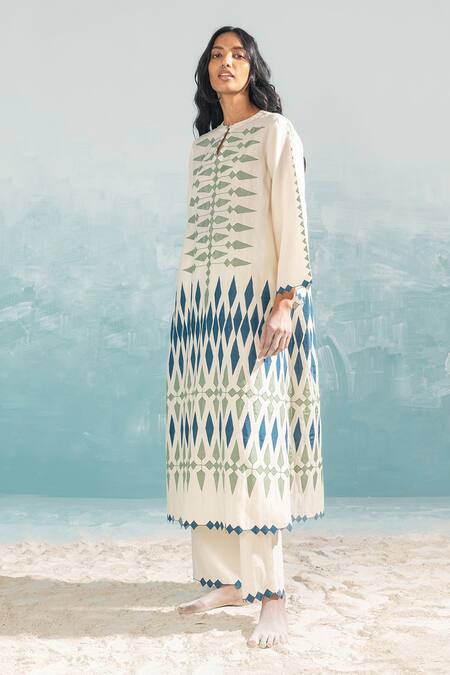 Buy Ikai By Ragini Ahuja Ivory Cotton Cut Work, Applique Nile Cut-work Hem Pant Online at Aza Fashions Buy_Ikai By Ragini Ahuja_Ivory Cotton Cut Work, Applique Nile Cut-work Hem Pant_Online_at_Aza_Fashions