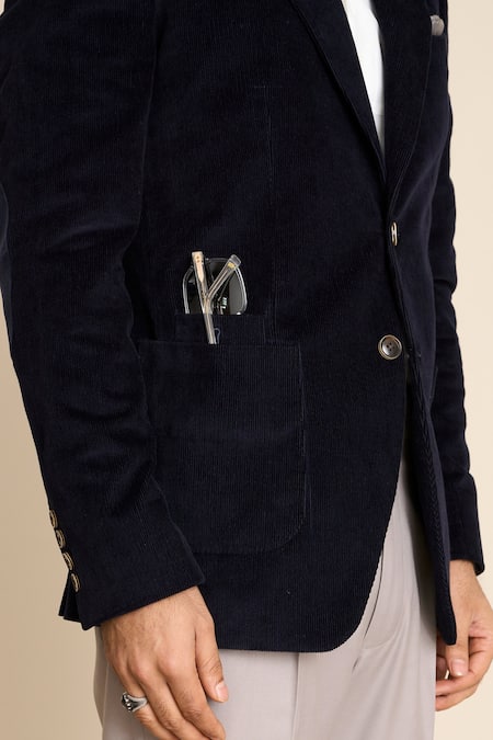 Buy Gargee Designers Blue Cotton, Corduroy Blazer Buy_Gargee Designers_Blue Cotton, Corduroy Blazer