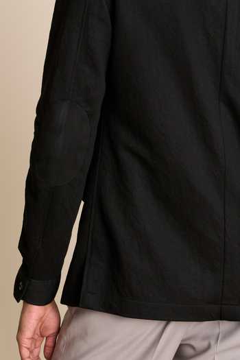 Gargee Designers_Black Polyester, Viscose Patch Pocket Shacket Top_at_Aza_Fashions
