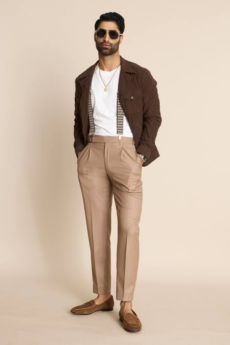 Buy_Gargee Designers_Brown Corduroy In Man Made Fibre Shacket Top 