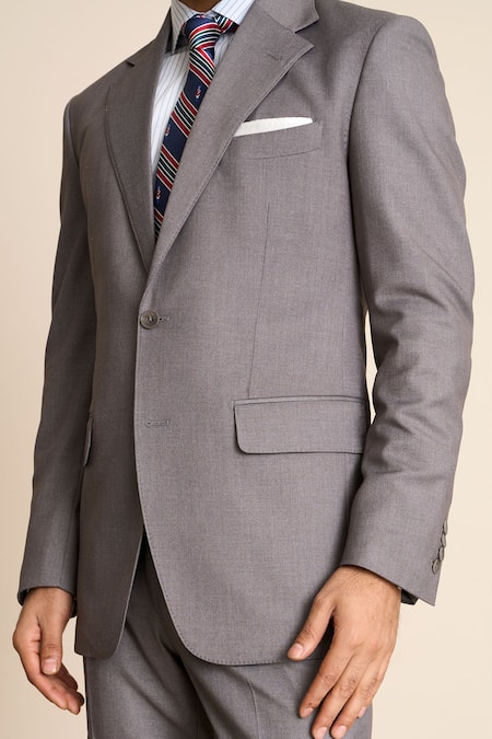 Buy_Gargee Designers_Grey Polyester, Viscose Notch Lapel Blazer And Pant Set 