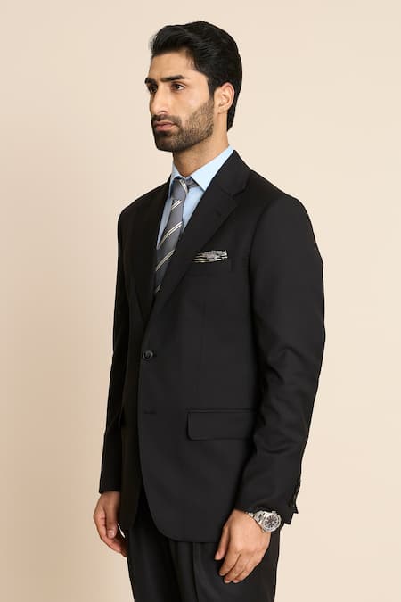 Buy_Gargee Designers_Black Polyester, Viscose Solid Blazer And Pant Set _Online_at_Aza_Fashions