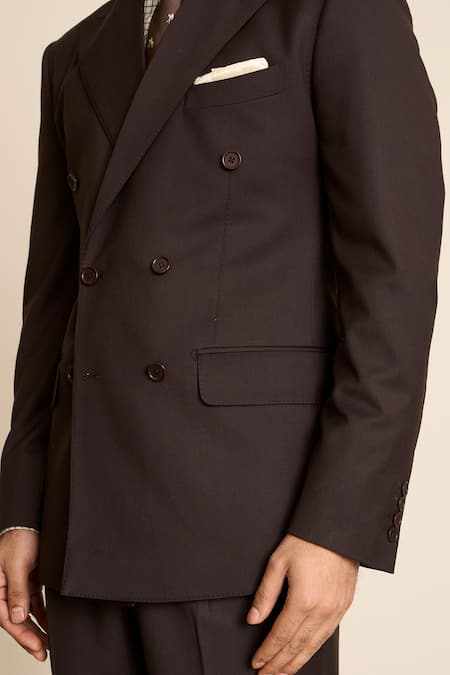Gargee Designers Brown Polyester, Viscose Double Breasted Suit Set at Aza Fashions Gargee Designers_Brown Polyester, Viscose Double Breasted Suit Set _at_Aza_Fashions