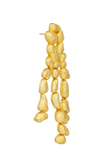 Zariin Gold Plated Nuggets Statement Dangler Earrings Online at Aza Fashions Zariin_Gold Plated Nuggets Statement Dangler Earrings _Online_at_Aza_Fashions