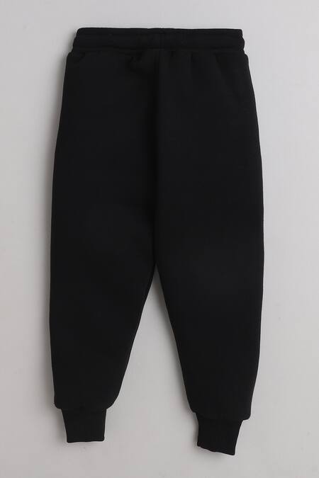 Knitting Doodles_Black Fleece Printed Girl Power Top And Joggers Set_at_Aza_Fashions