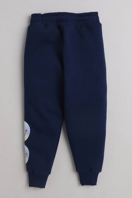 Knitting Doodles Blue Fleece Printed Good Vibes Top And Joggers Set at Aza Fashions Knitting Doodles_Blue Fleece Printed Good Vibes Top And Joggers Set_at_Aza_Fashions