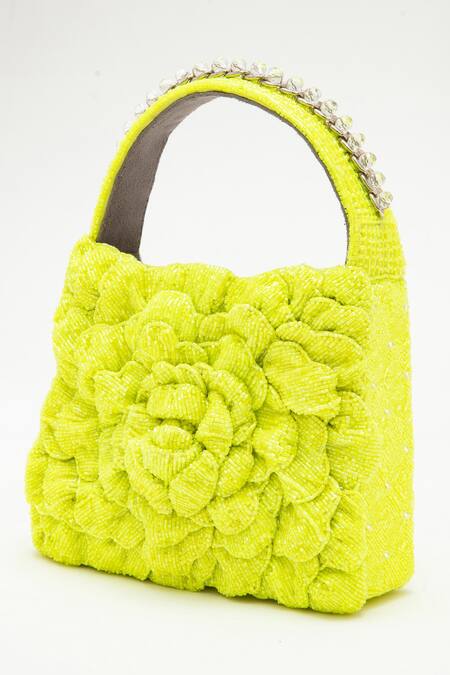 Doux Amour_Green Embellished Casey Grab Bag _Online_at_Aza_Fashions