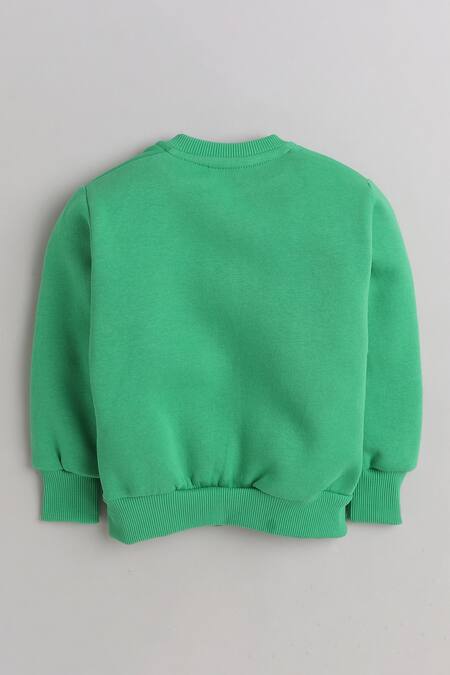 Knitting Doodles_Green Fleece Printed Aeroplane Jacket And Joggers Set_Online_at_Aza_Fashions