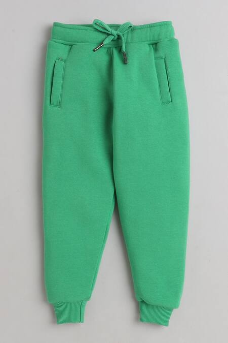Shop_Knitting Doodles_Green Fleece Printed Aeroplane Jacket And Joggers Set_Online_at_Aza_Fashions