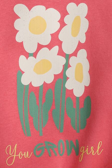 Buy Knitting Doodles Pink Fleece Printed Floral And You Grow Girl Top And Joggers Set Online at Aza Fashions Buy_Knitting Doodles_Pink Fleece Printed Floral And You Grow Girl Top And Joggers Set_Online_at_Aza_Fashions